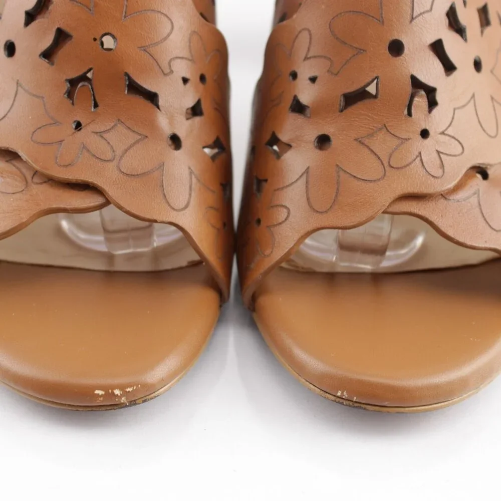 Cole Haan Womens Indra Sandal Size 8 Cognac Tan‎ Leather Block Heel Dress Shoe